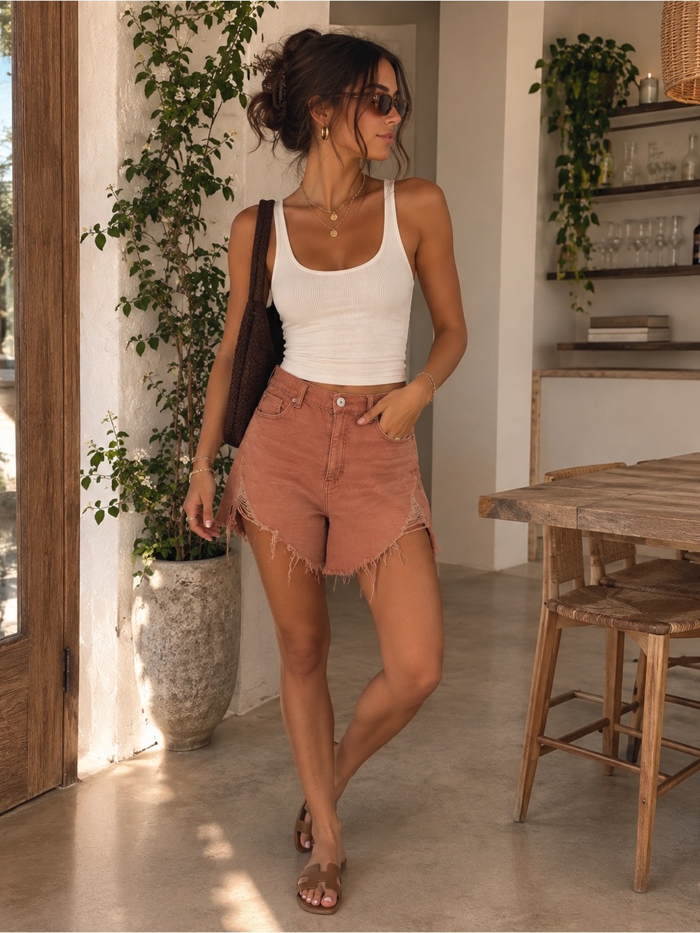 American Eagle Highest Rise Mom Short in Rust